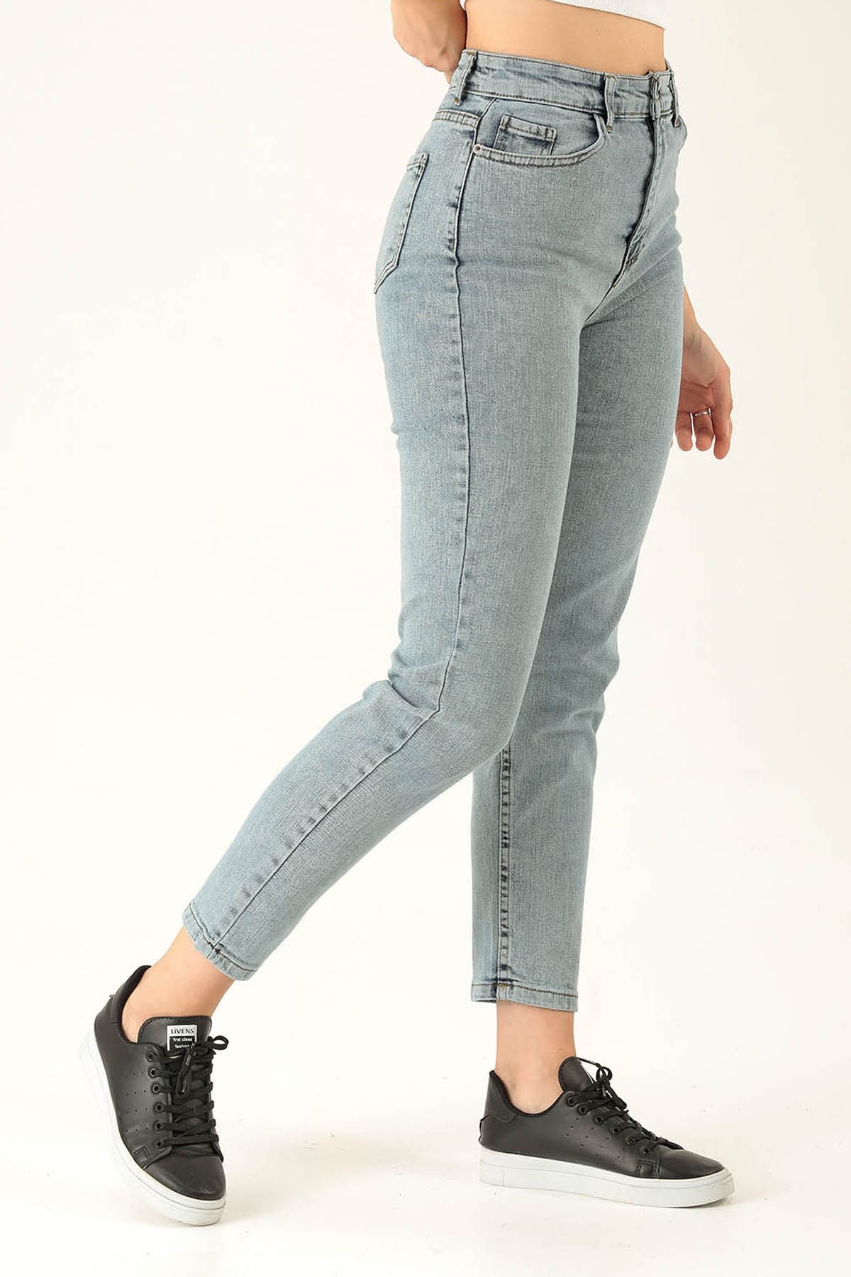 Yüksek Bel Mom Jean - 1121 Açık Mavi