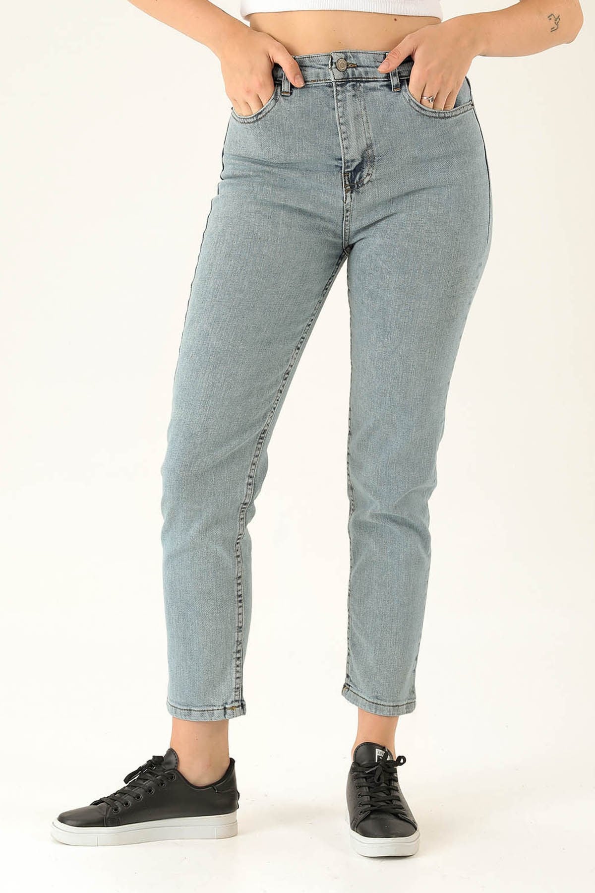 Yüksek Bel Mom Jean - 1121 Açık Mavi