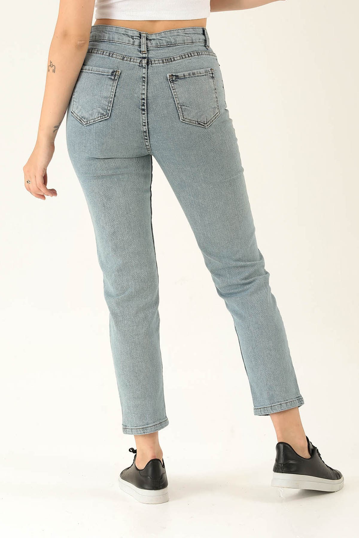 Yüksek Bel Mom Jean - 1121 Açık Mavi