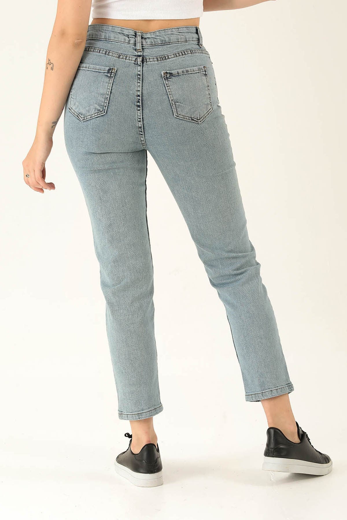 Yüksek Bel Mom Jean - 1121 Açık Mavi