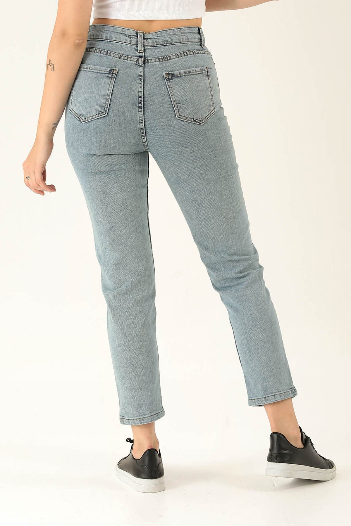 Yüksek Bel Mom Jean - 1121 Açık Mavi