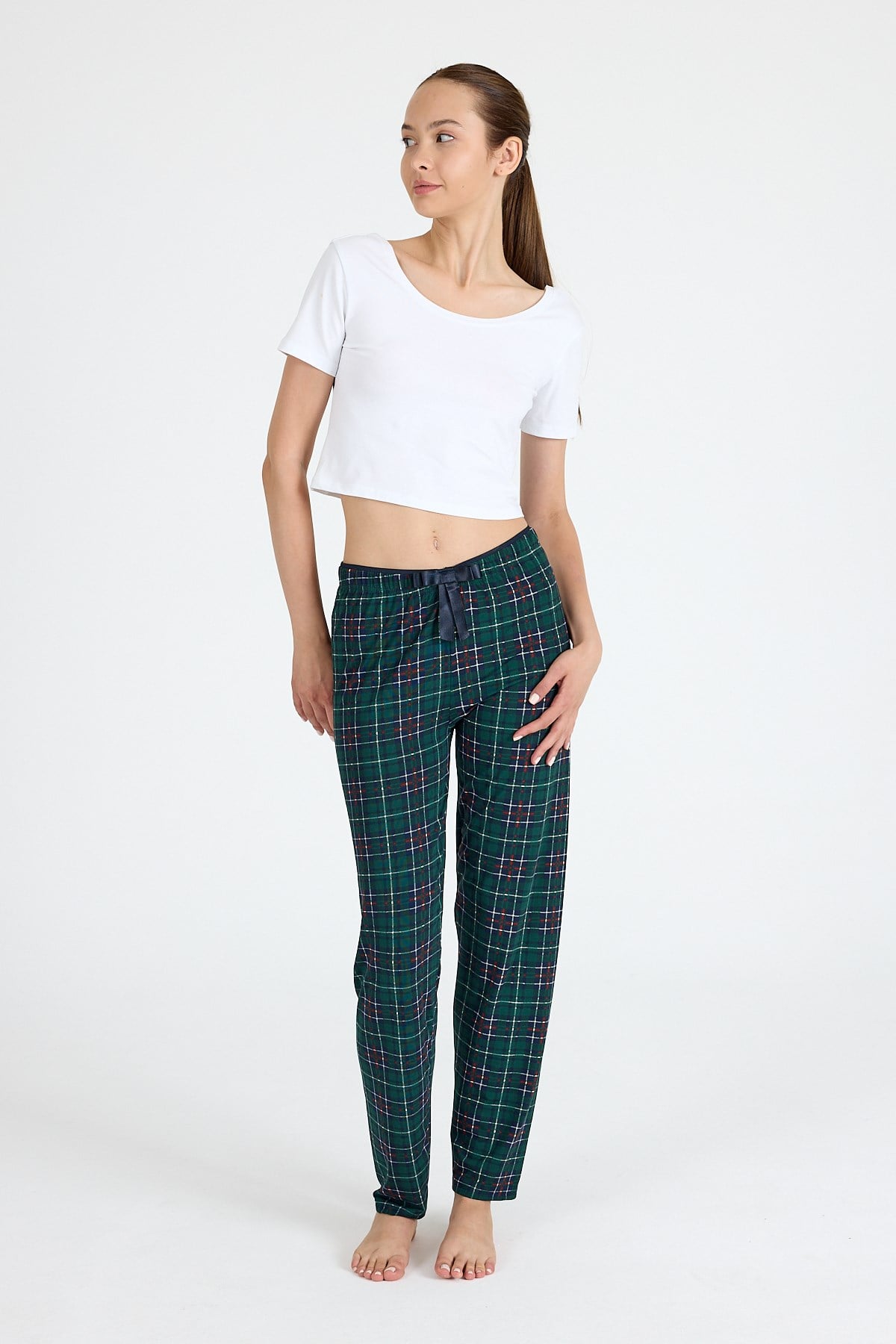 Zümrüt Ekose Desenli Pijama Altı 4518