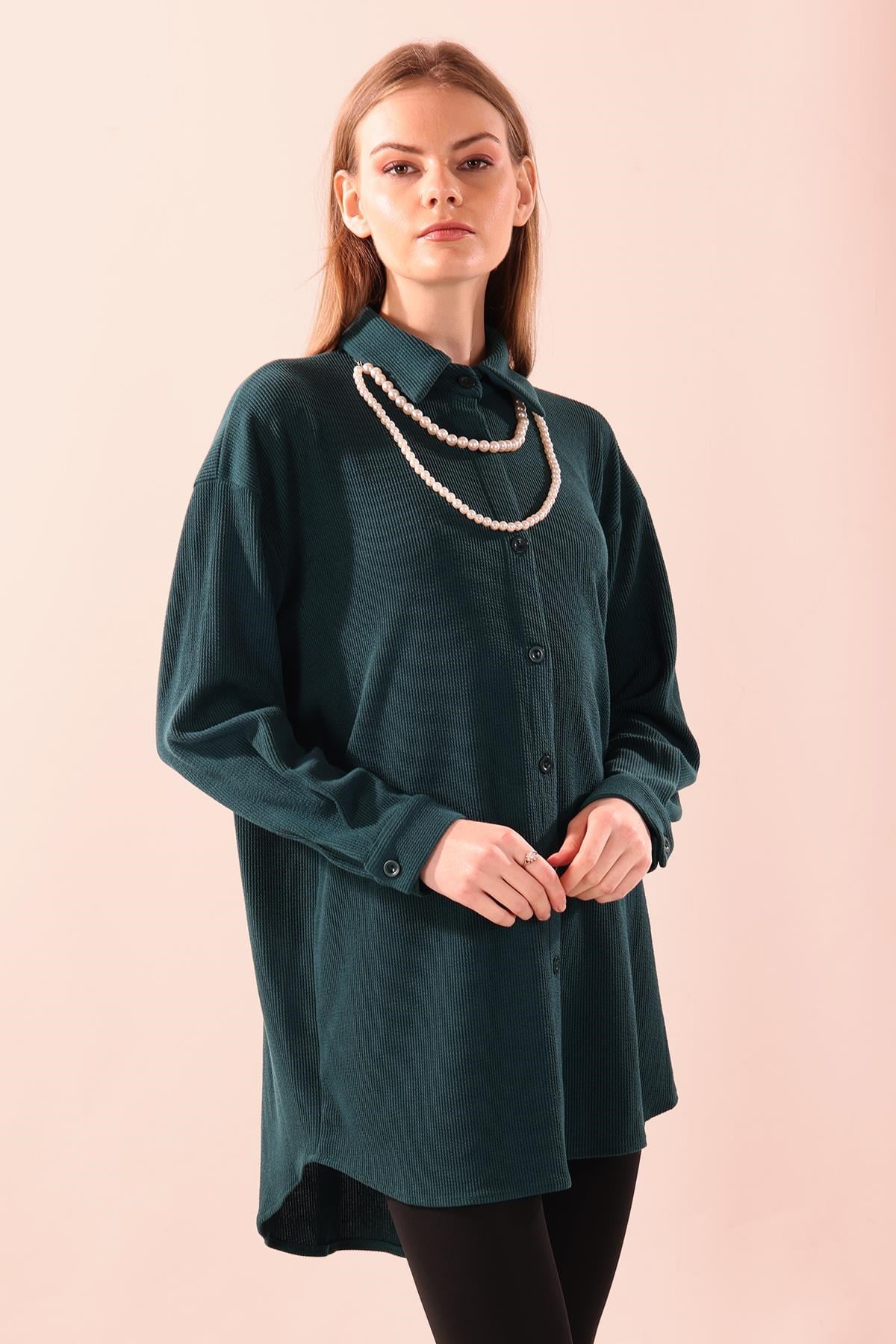 Zümrüt İnci Kolyeli Tunik 5462