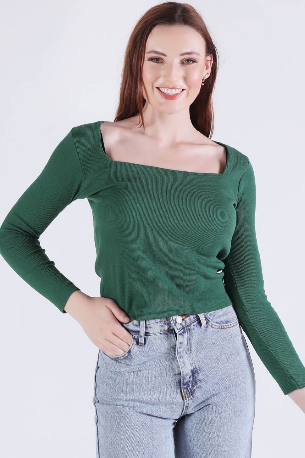 Zümrüt Kare Yaka Bluz 1847