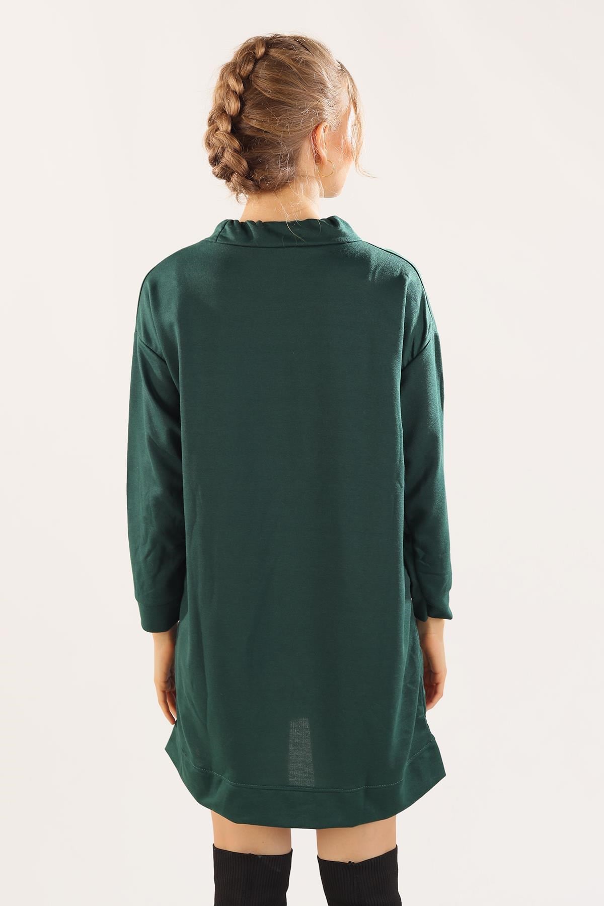 Zümrüt Yaka Bağcık Sweat 7383