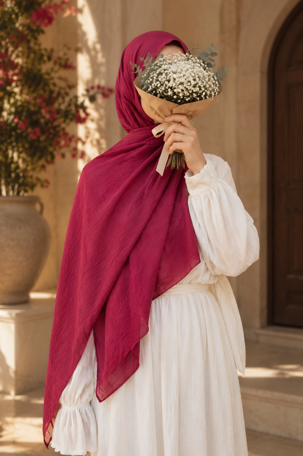 Mscarfs Bambu Kraş Şal Fuşya