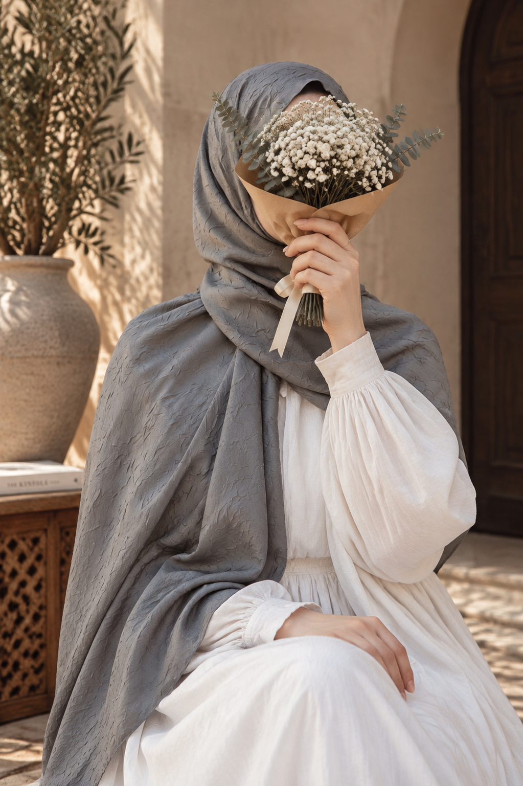 Mscarfs Bambu Kraş Şal Kül Gri