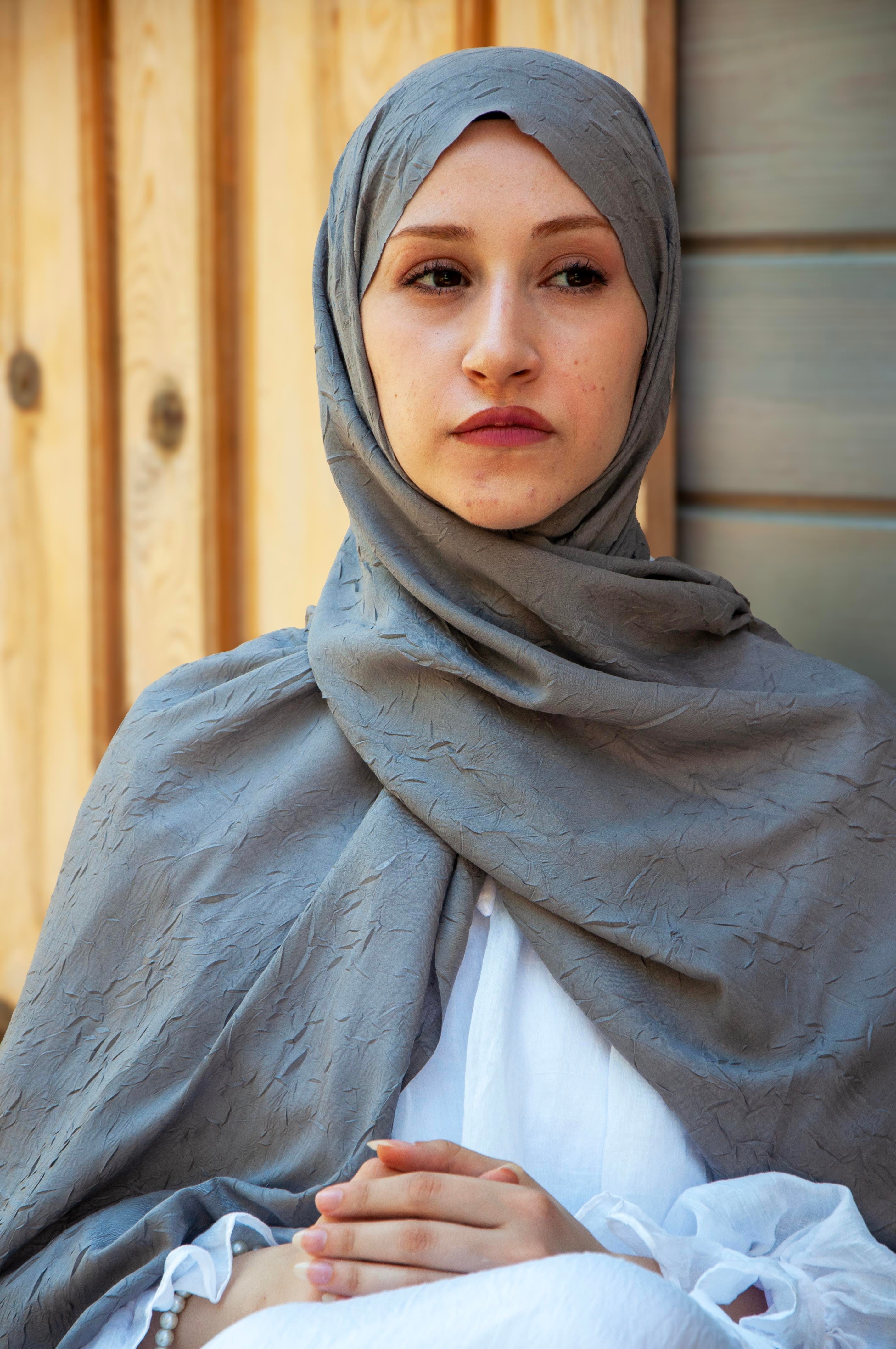 Mscarfs Bambu Kraş Şal Kül Gri