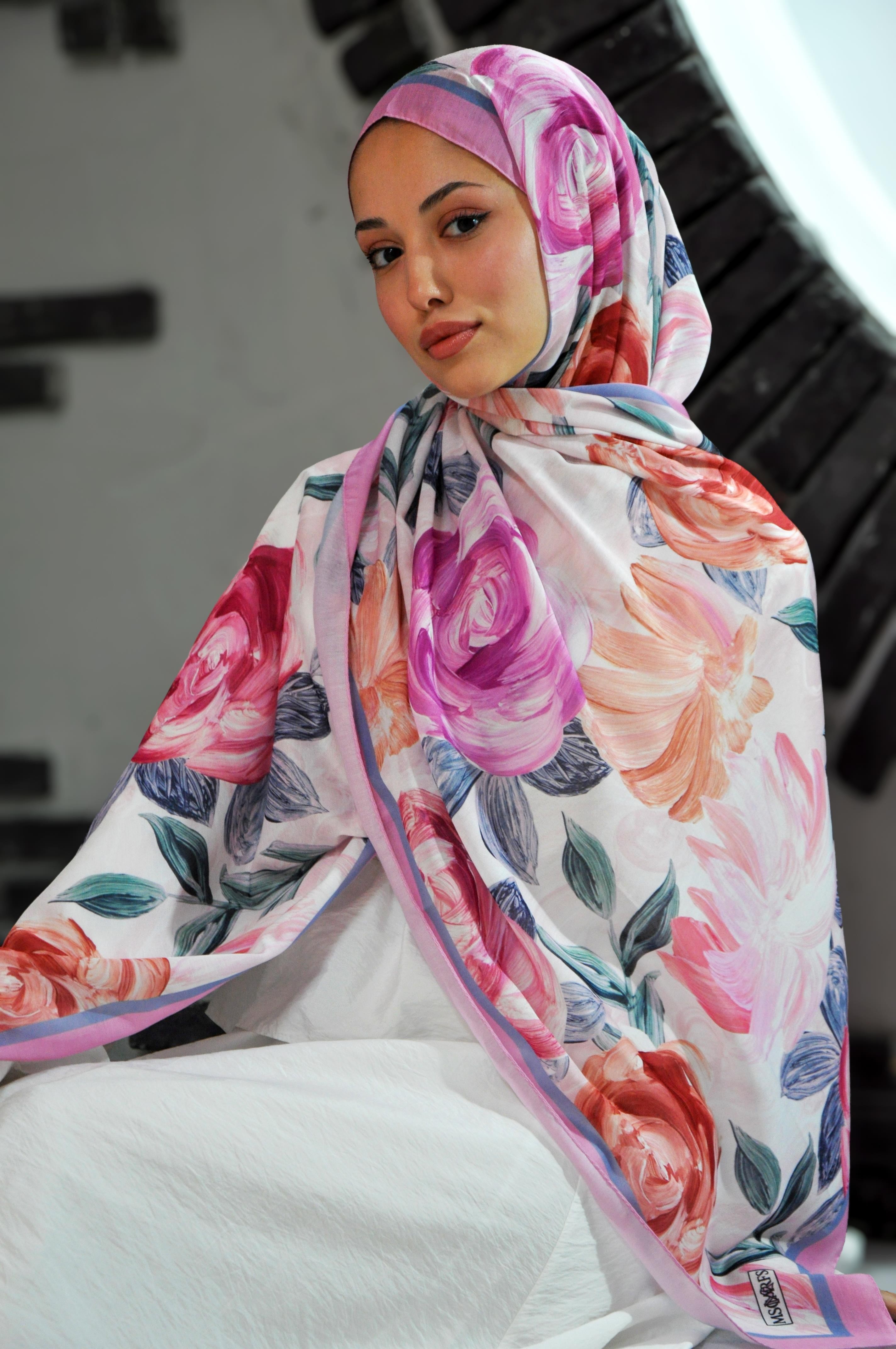 Rosette Desen Şal Pembe Masal