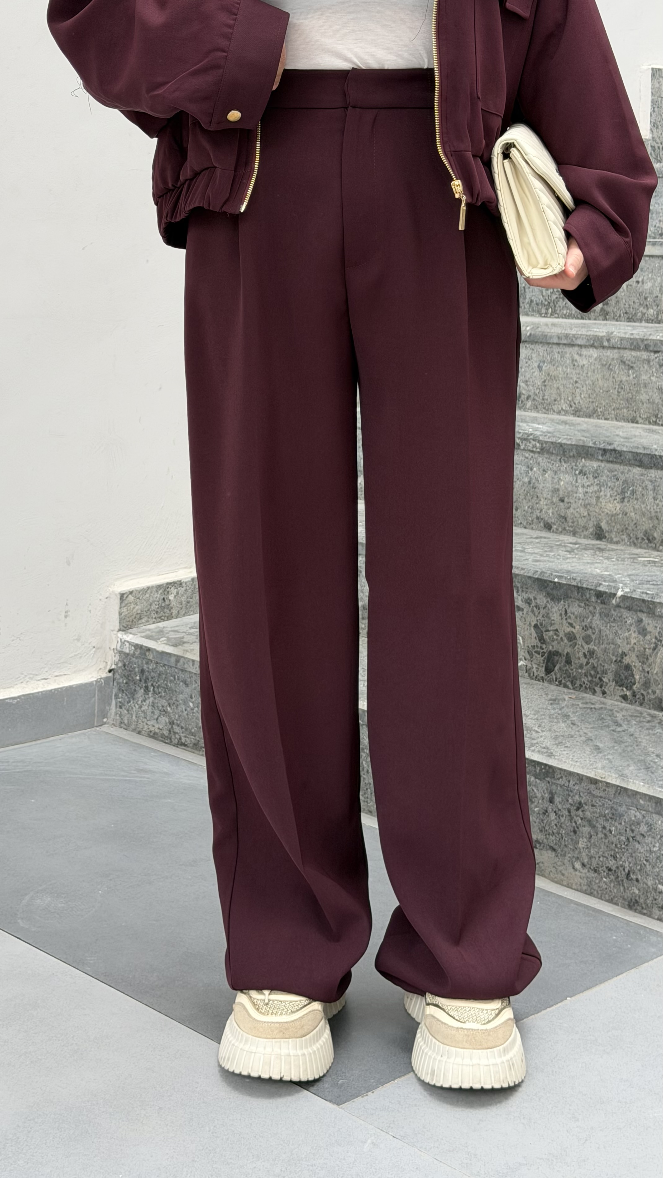 KUMAŞ PALAZZO PANTOLON- BORDO