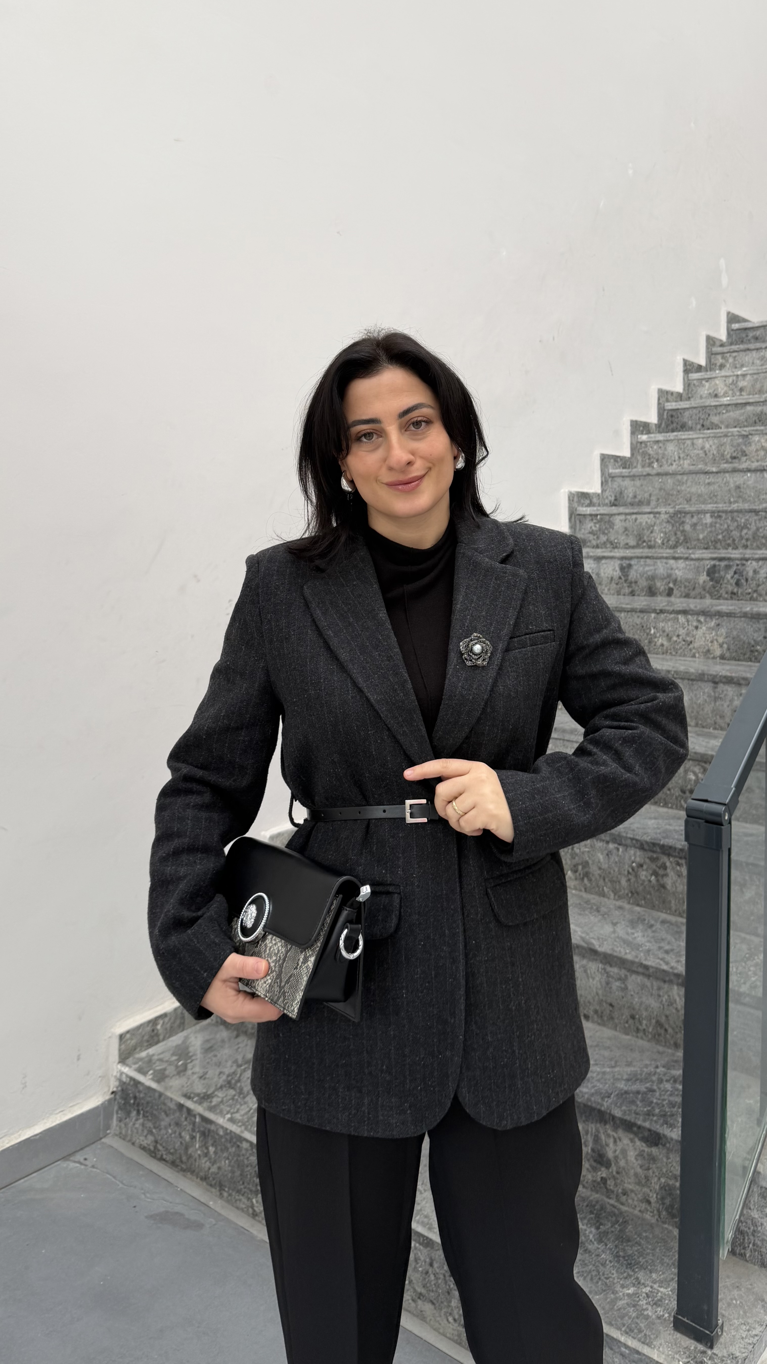 KEMERLİ KAŞE CEKET-GRİ