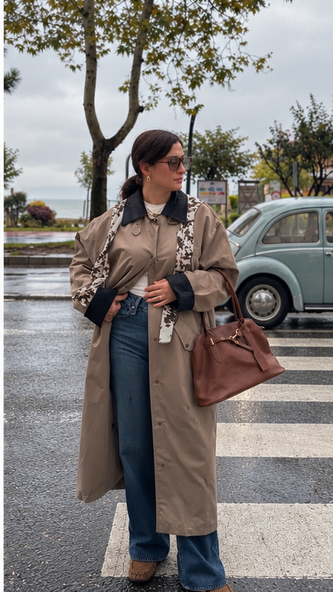 KADİFE YAKA DETAYLI VİZON PARKA