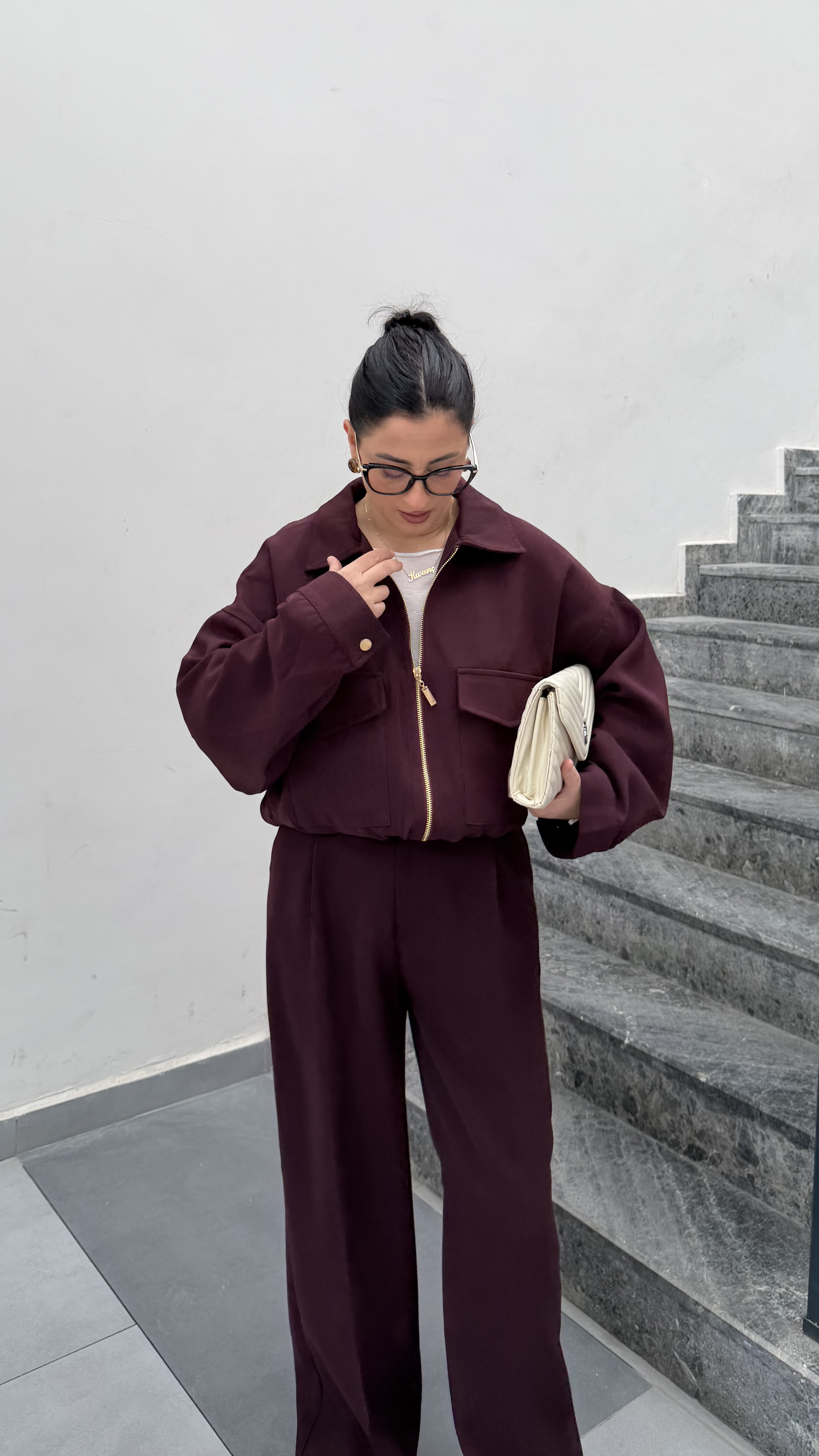 BOMBER CEKET PALAZZO TAKIMI-BORDO