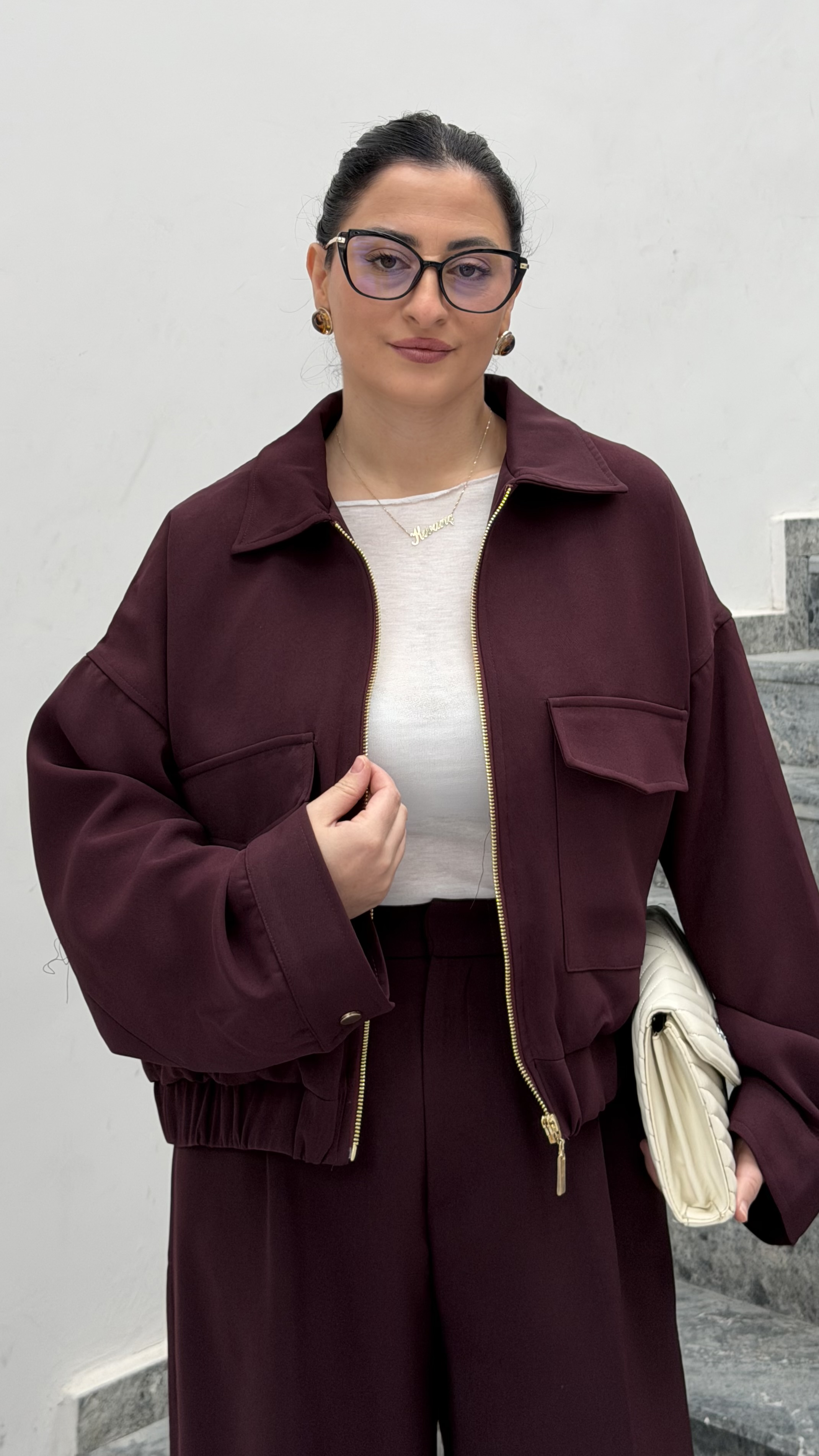 CEP DETAYLI BOMBER CEKET-BORDO