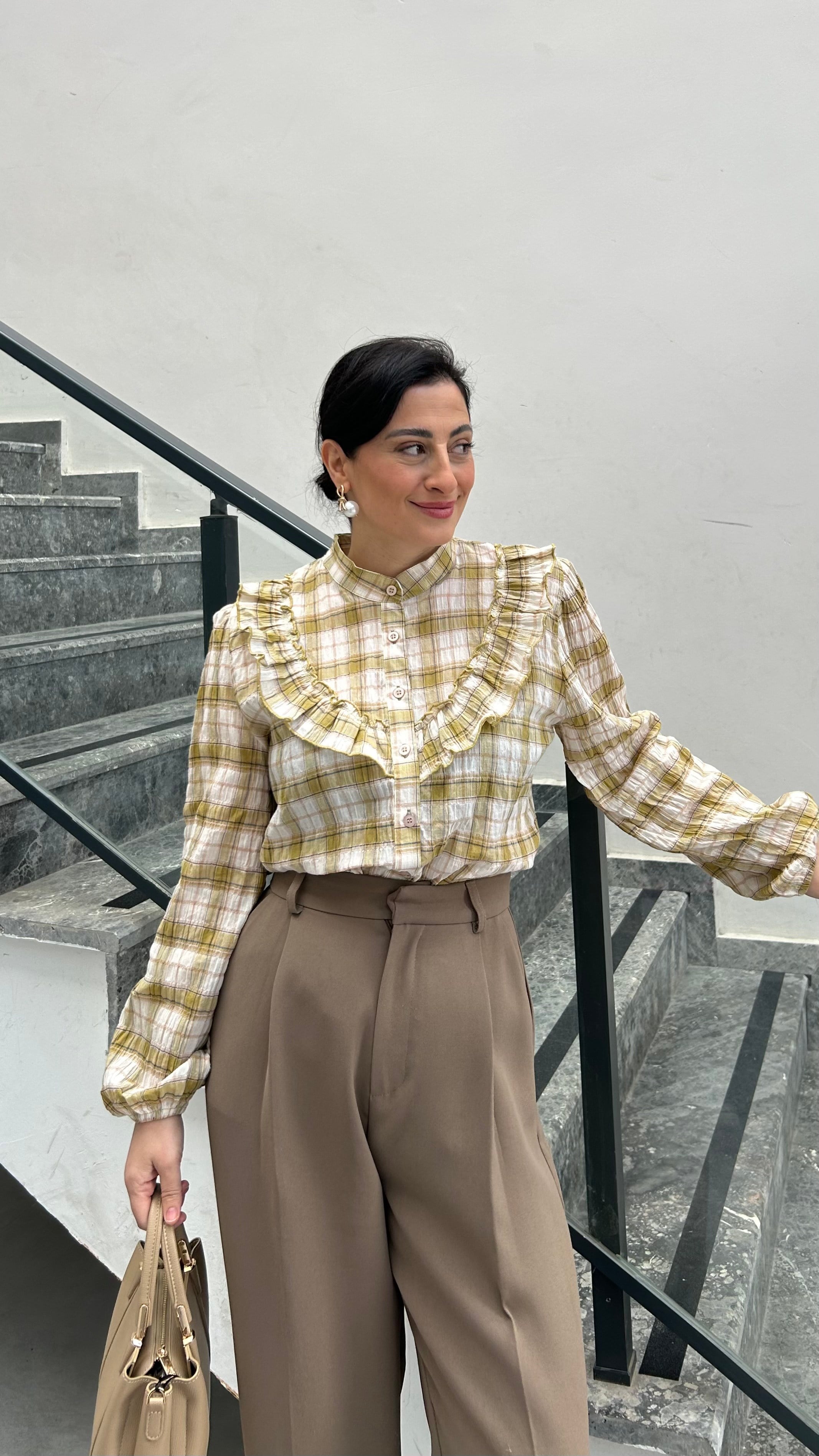 VİNTAGE EKOSE FIRFIRLI GÖMLEK YEŞİL