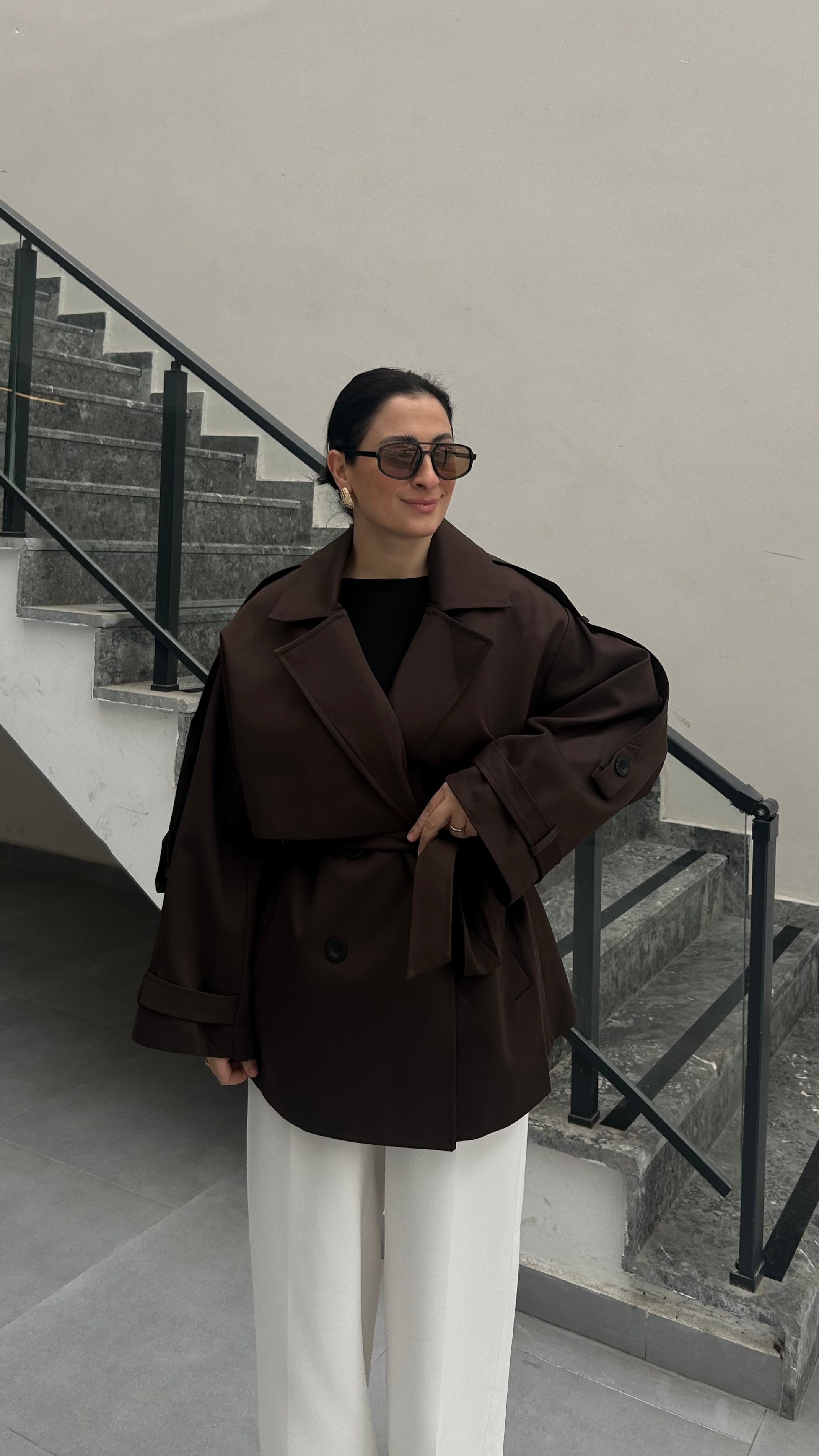 PREMİUM KISA TRENÇKOT- KAHVE