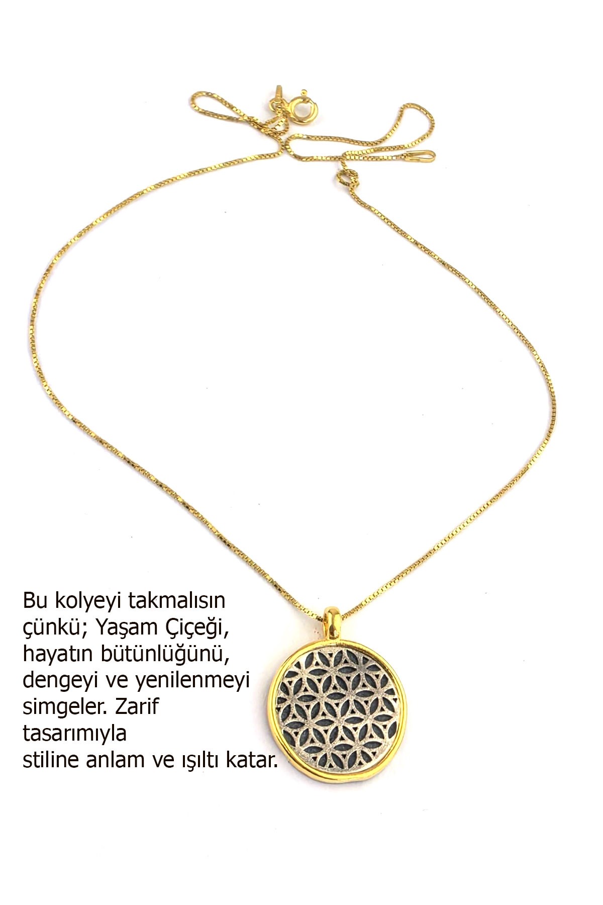 925 ayar Gümüş Üzerine Tasarım Yaşam Çiçeği Kolye 