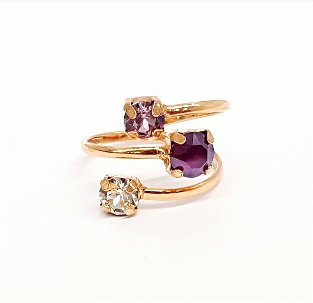 Ayarlanabilir swarovski  taşlı gümüş yüzük 