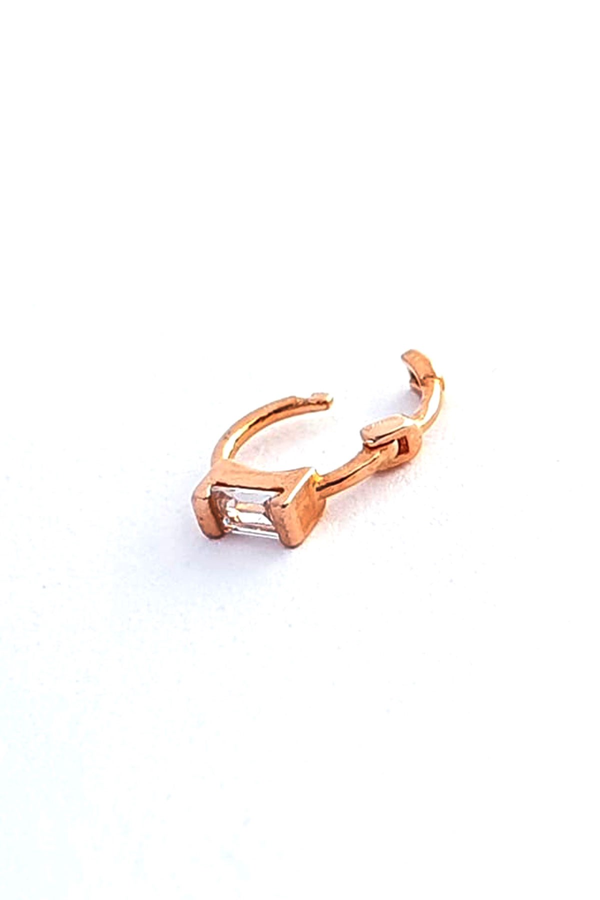 Baget Zirkon Taşlı 925 ayar Gümüş Rose Tragus minimal halka küpe