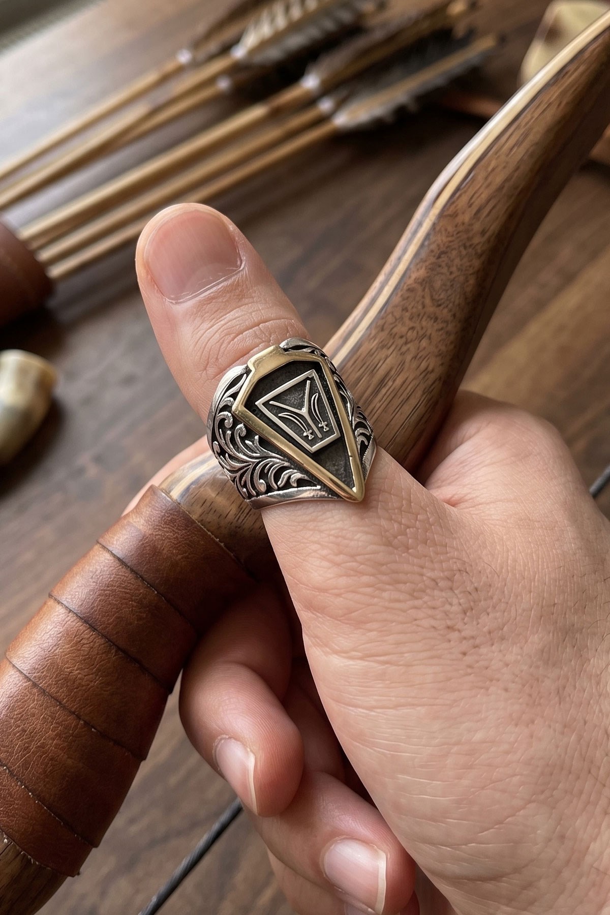 Kayı Boyu Figürlü 925 Ayar Gümüş Zihgir Yüzük | OseShop