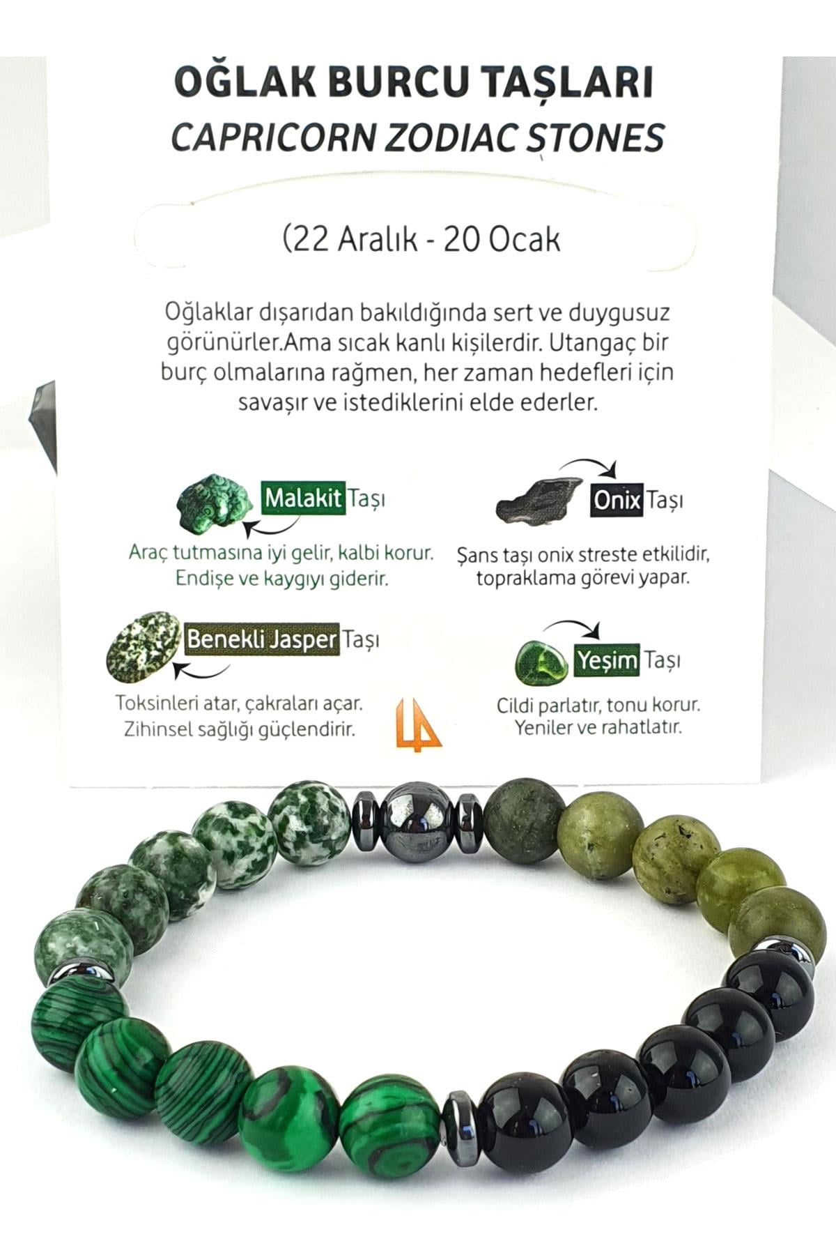 Oğlak Burcu Tasarım Doğal Taş Bileklik 