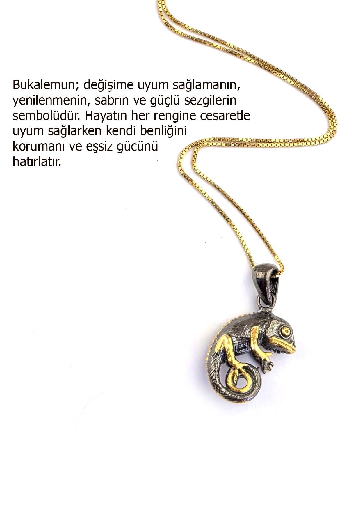 Osevia 925ayar Gümüş Üzerine Altın Kaplama Tasarım bukalemun Kolye 
