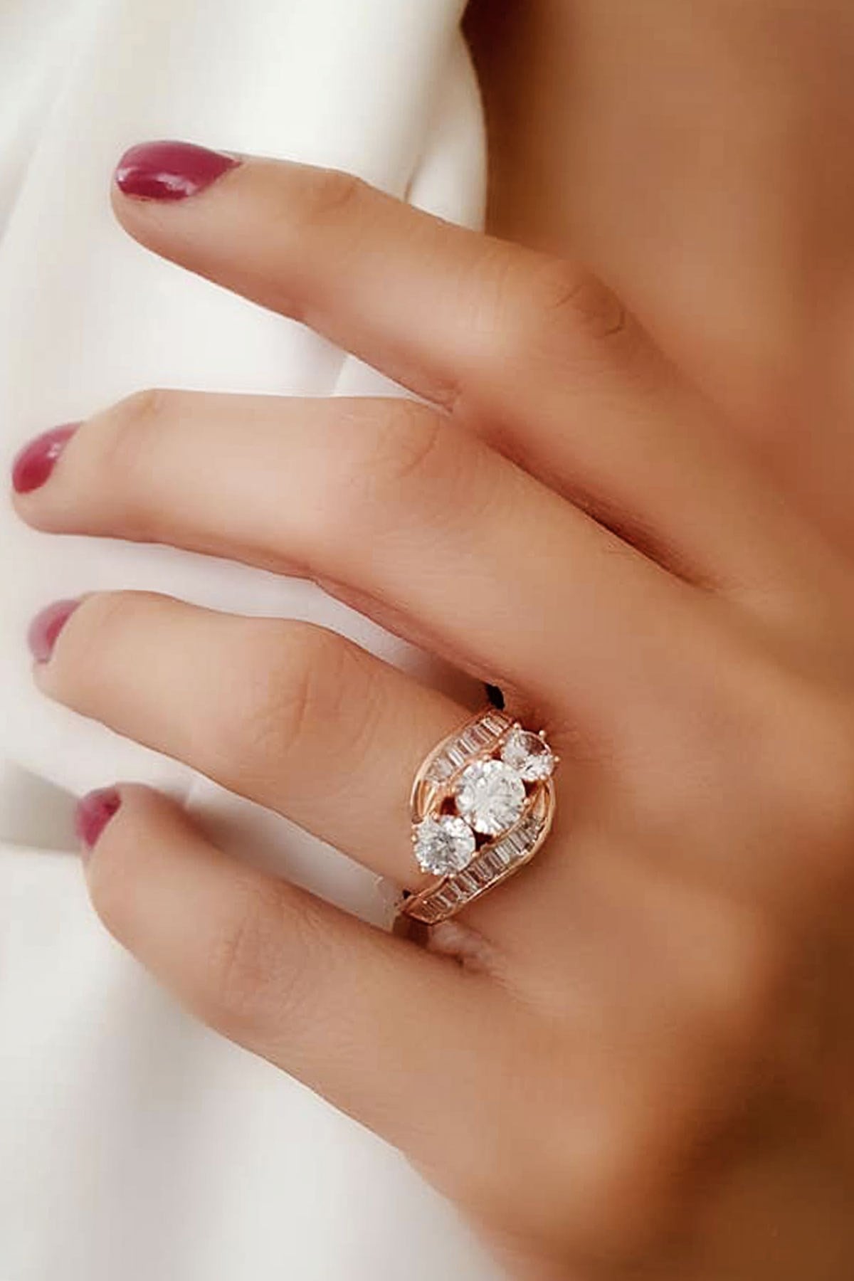 SKY DIAMOND gümüş rose altın kaplama exclusive yüzük