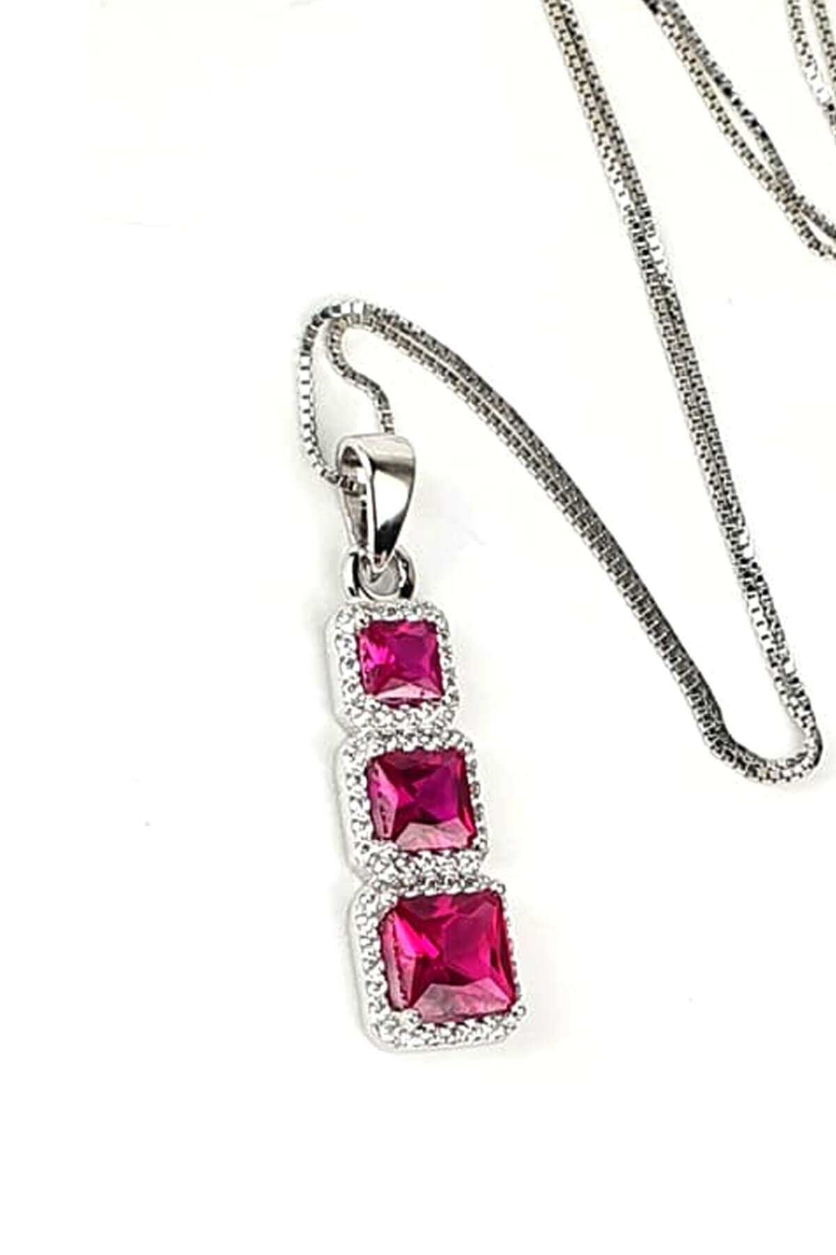 sky Diamond Red creative rubies 925 ayar gümüş lüks kolye
