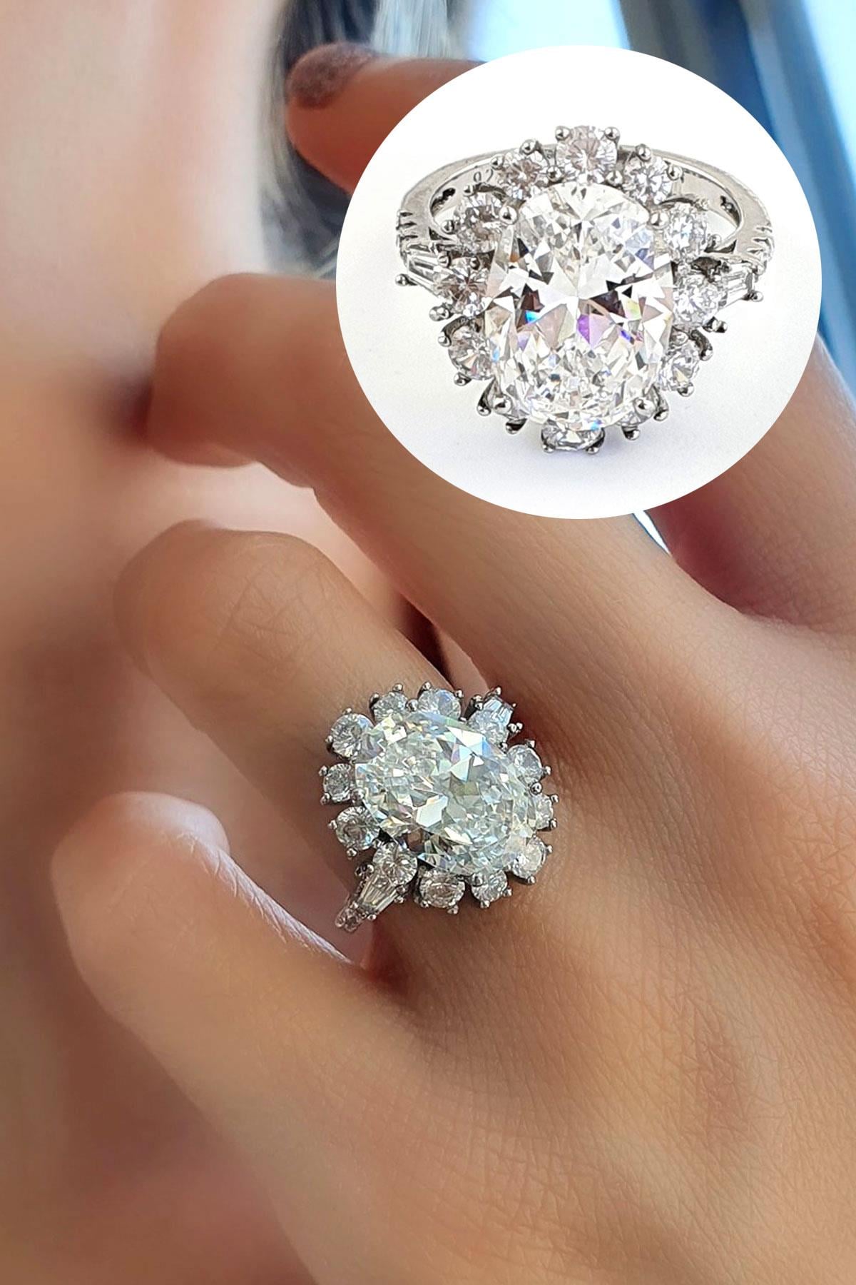 Sky Diamond Taşlı 925ayar Gümüş Üzerine Beyaz Altın Kaplama Yüzük Özel Seri 