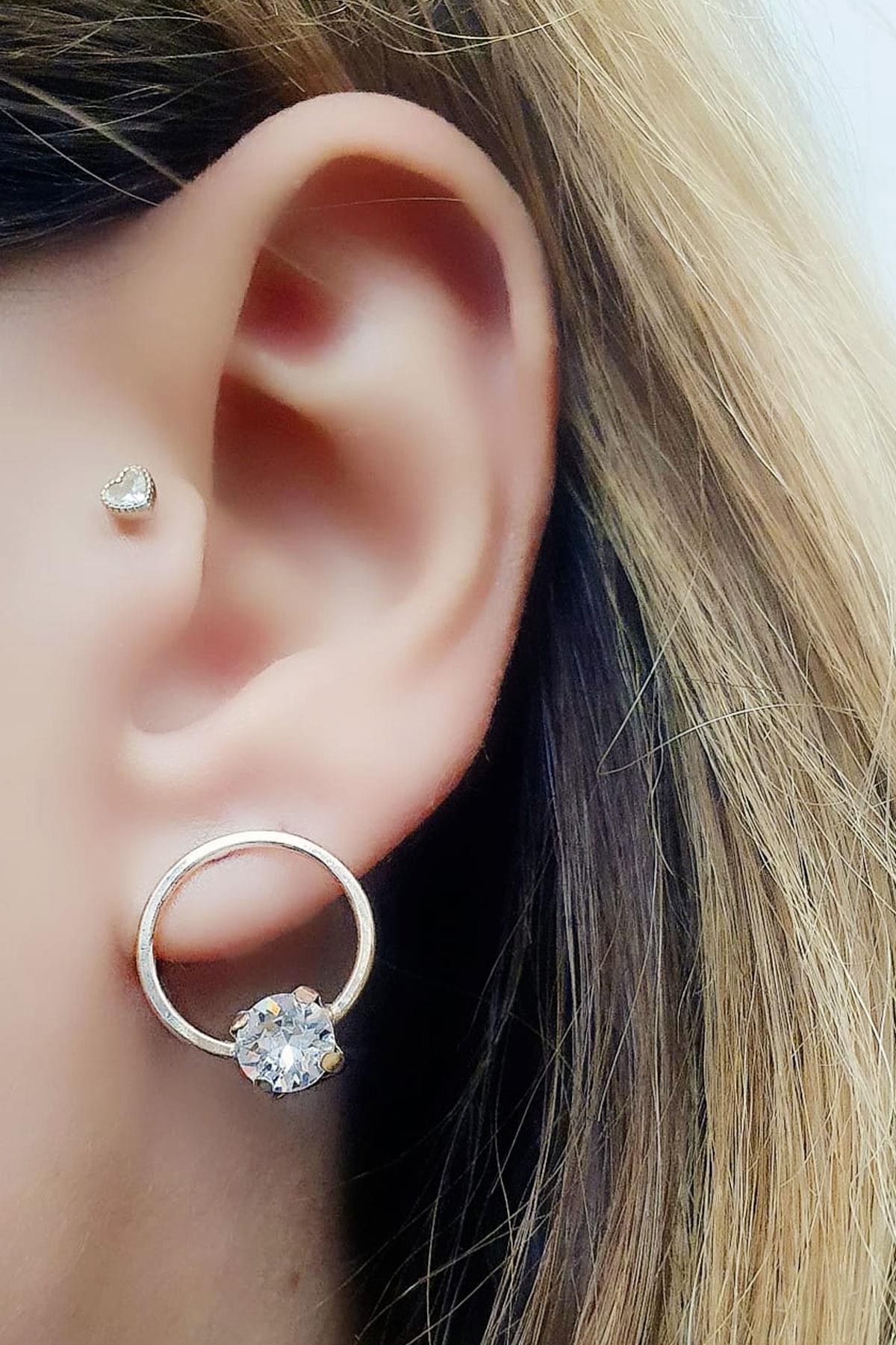 Swarovski Taşlı 925ayar Gümüş Tasarım Küpe 