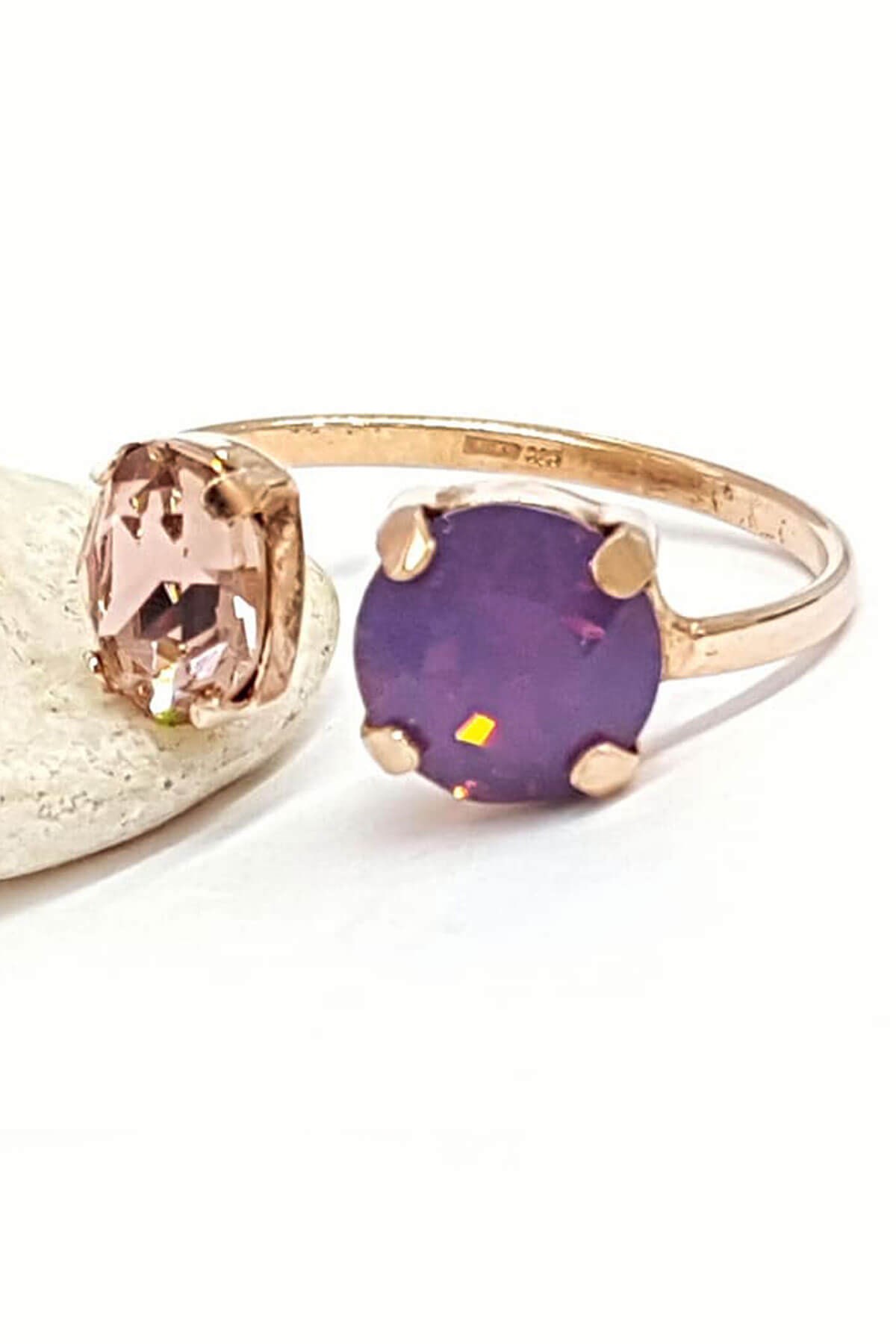 swarovski taşlı gümüş ayarlanabilir yüzük