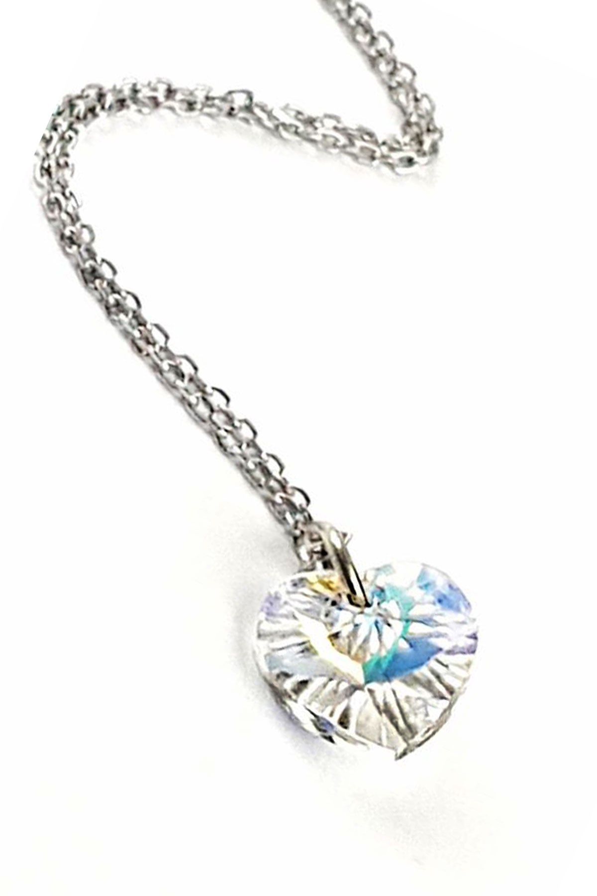 Swarovski taşlı kalpli gümüş aşk kolyesi