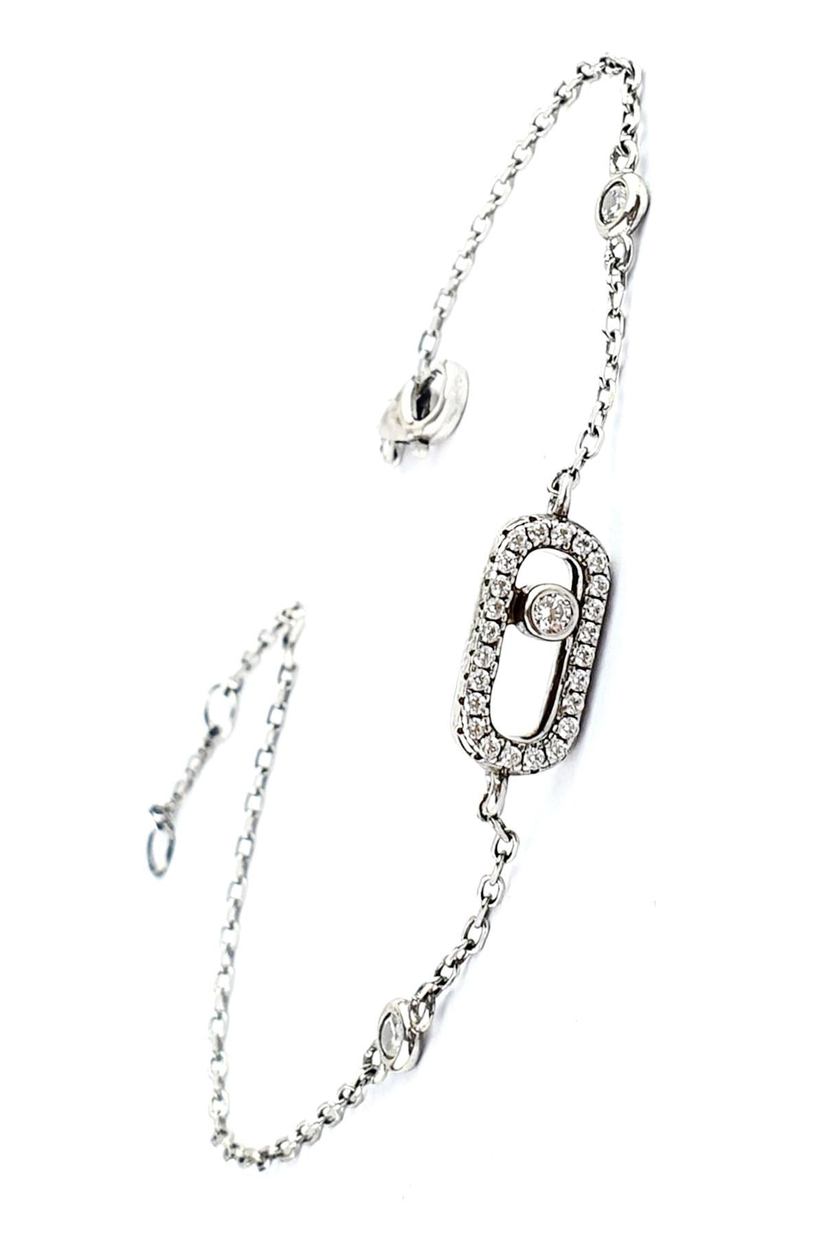 Taşı Hareketli 925ayar Gümüş İtalyan Trend Bileklik