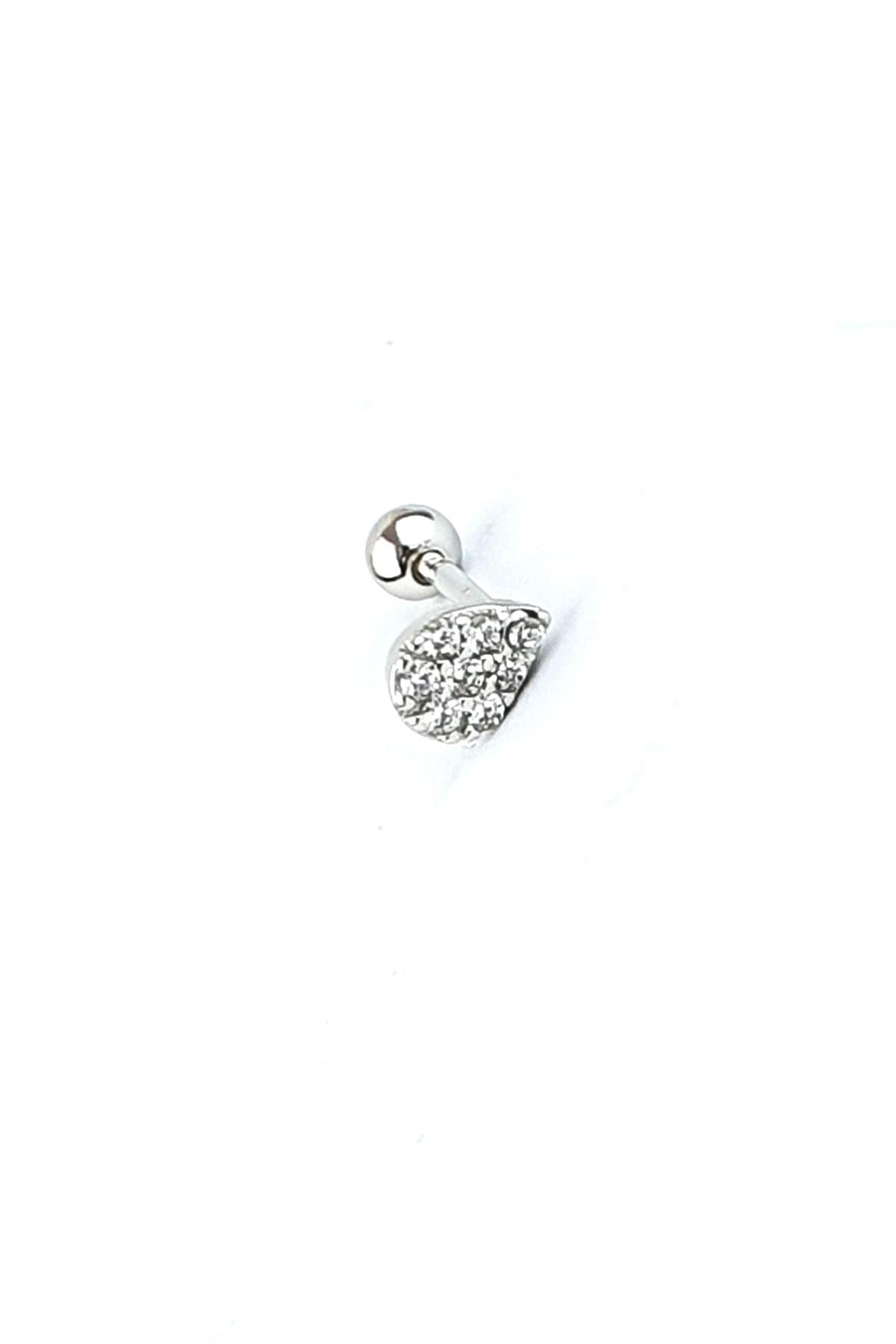 Zirkon Taş Detaylı 925ayar Gümüş Tragus Helix Kikirdak piercing 