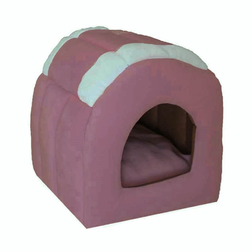 Bedspet Kedi ve Küçük Köpek Kulübesi Pembe, Peluş Kedi Yatağı, Bedspet