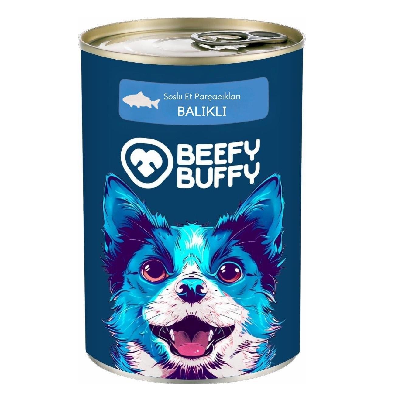 Beefy Buffy Yoğun Balık İçerikli Köpek Konservesi 415 Gr, Yaş Yetişkin Köpek Maması, Beefy Buffy