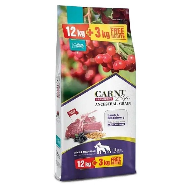 Carni Life Kuzu Etli Boğurtlenli Orta Büyük Irk Köpek Maması 12+3 Kg, Yetişkin Köpek Maması, Carni Life