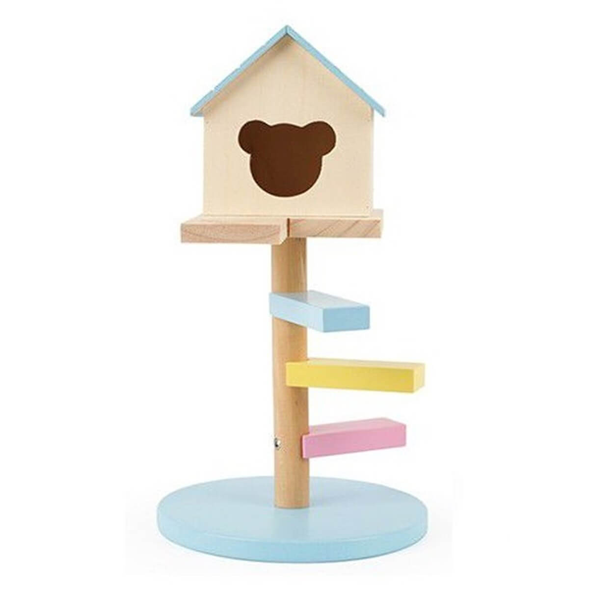 Carno Merdivenli Ahşap Hamster Evi  15x15x27,4 cm Mavi