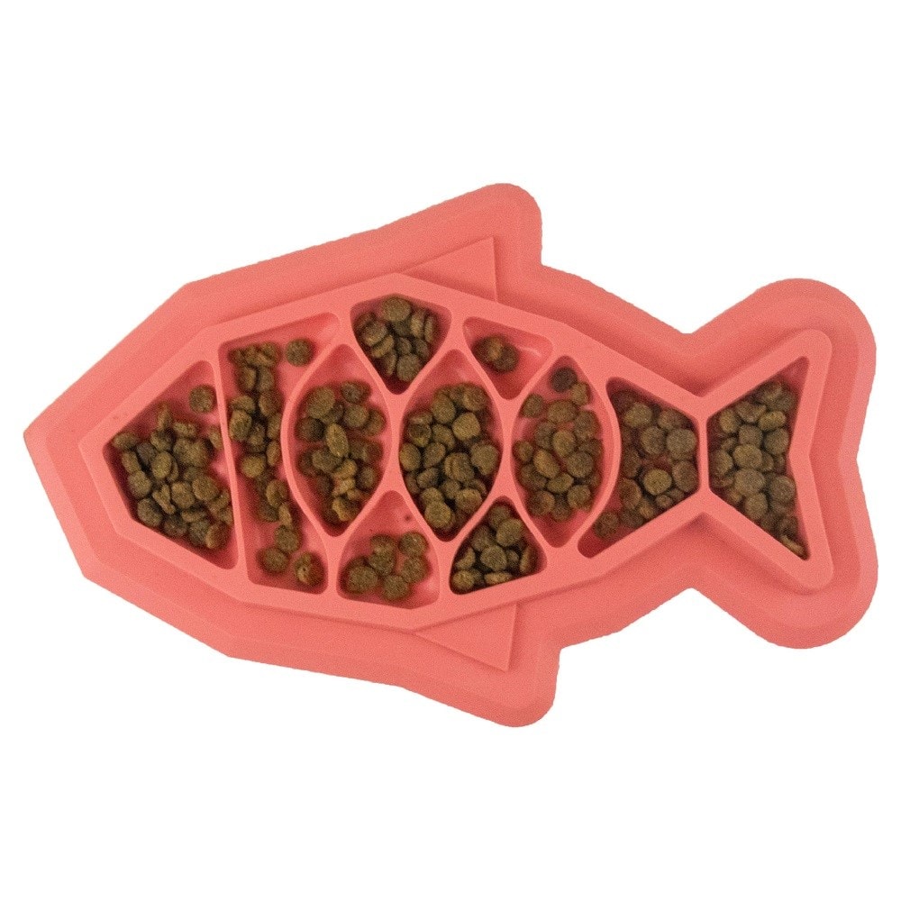 Catstages Fishie Fun Feed Yavaş Yeme Matı, Plastik Mama ve Su Kapları, Petstages