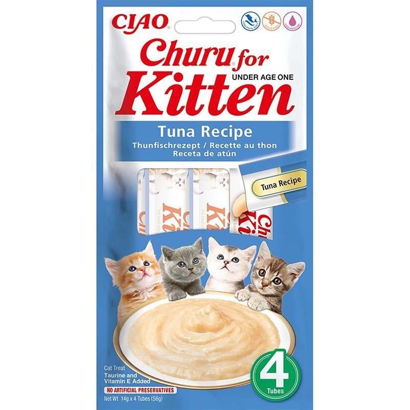 Ciao Churu Cream Kitten Ton Balıklı Yavru Kedi Kreması 4x14 Gr, Kedi Ödül Maması, Ciao