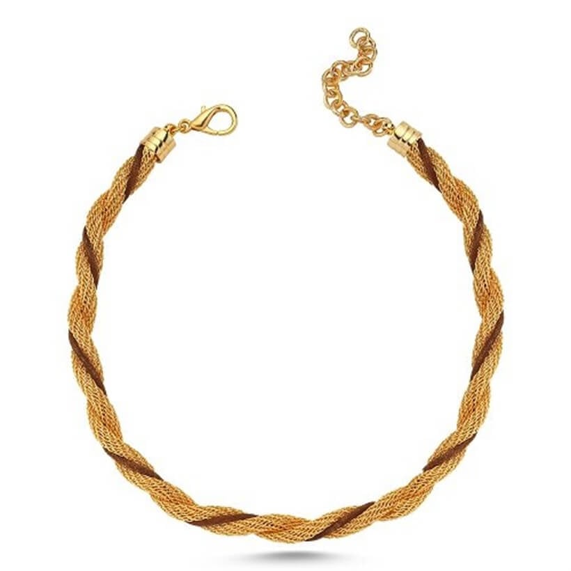 Dali's Altın Kaplama Derili Kedi Köpek Kolyesi