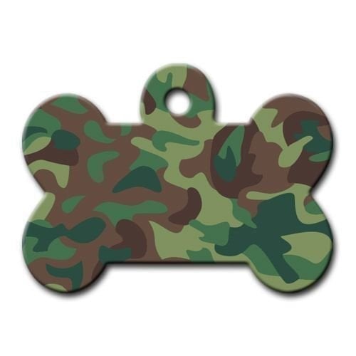 Dalis Pet Tag Yeşil Kamuflaj Desenli Kemik Kedi  Künyesi 2,5 Cm, Kedi Künyesi, Dalis