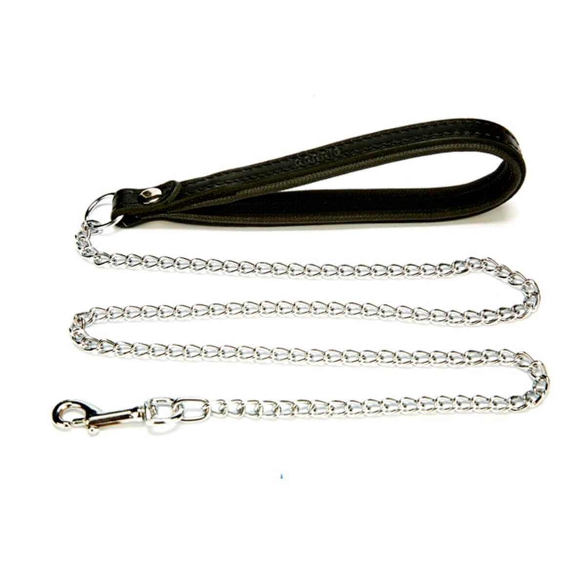 Doggie Comfort Deri İnce Zincirli Gezdirme 120 Cm Siyah