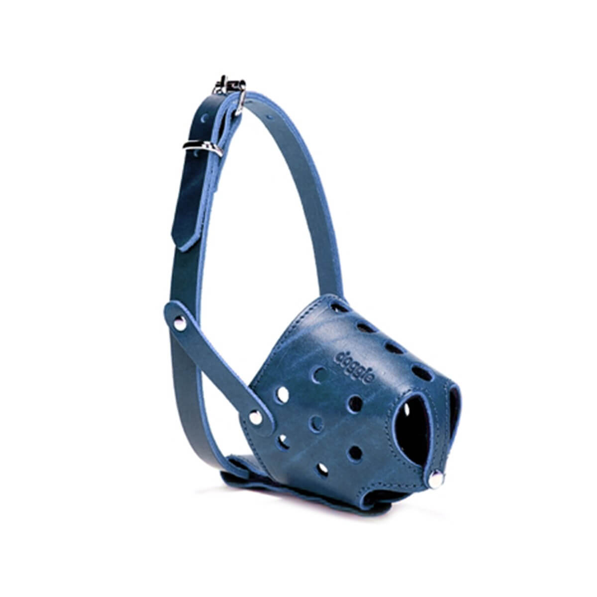 Doggie Deri Köpek Ağızlığı Medium Mavi