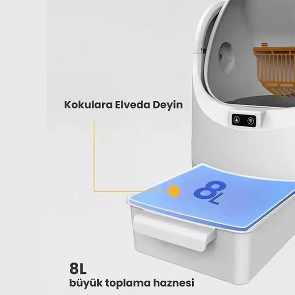 Electron Üstü Açık Otomatik Akıllı Kedi Tuvaleti 74 Lt, Otomatik Kedi Tuvaleti, Electron