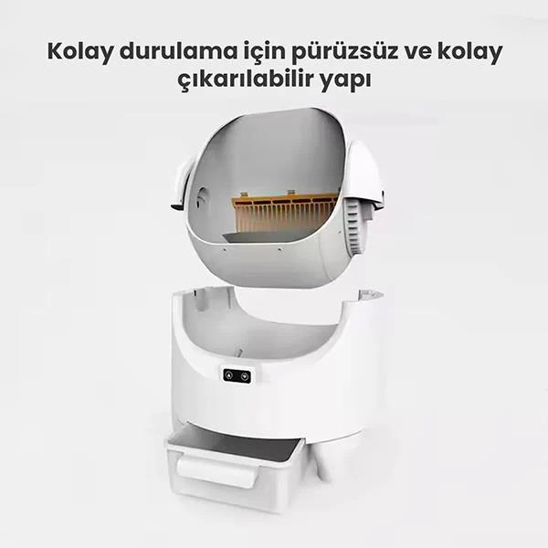 Electron Üstü Açık Otomatik Akıllı Kedi Tuvaleti 74 Lt, Otomatik Kedi Tuvaleti, Electron