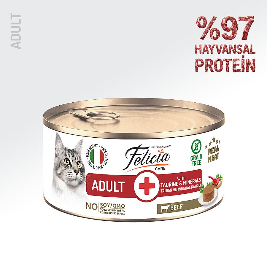 Felicia Sığır Etli Ezme Yetişkin Kedi Konserve Maması 85 Gr, Yetişkin Kedi Yaş Mama, Felicia