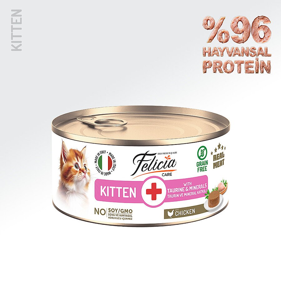 Felicia Tavuklu Püre Yavru Kedi Konserve Maması 85 Gr, Yavru Kedi Yaş Mama, Felicia