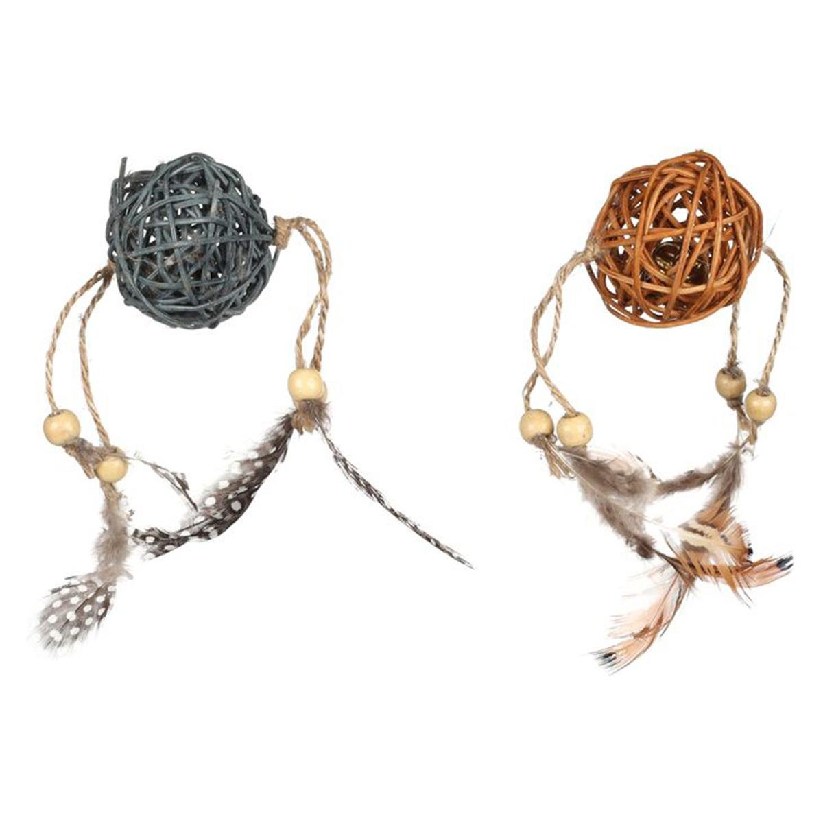 Flamingo Chaenne Hasır Zilli  Tüylü Top  Oyuncak, Kedi Topu, Flamingo