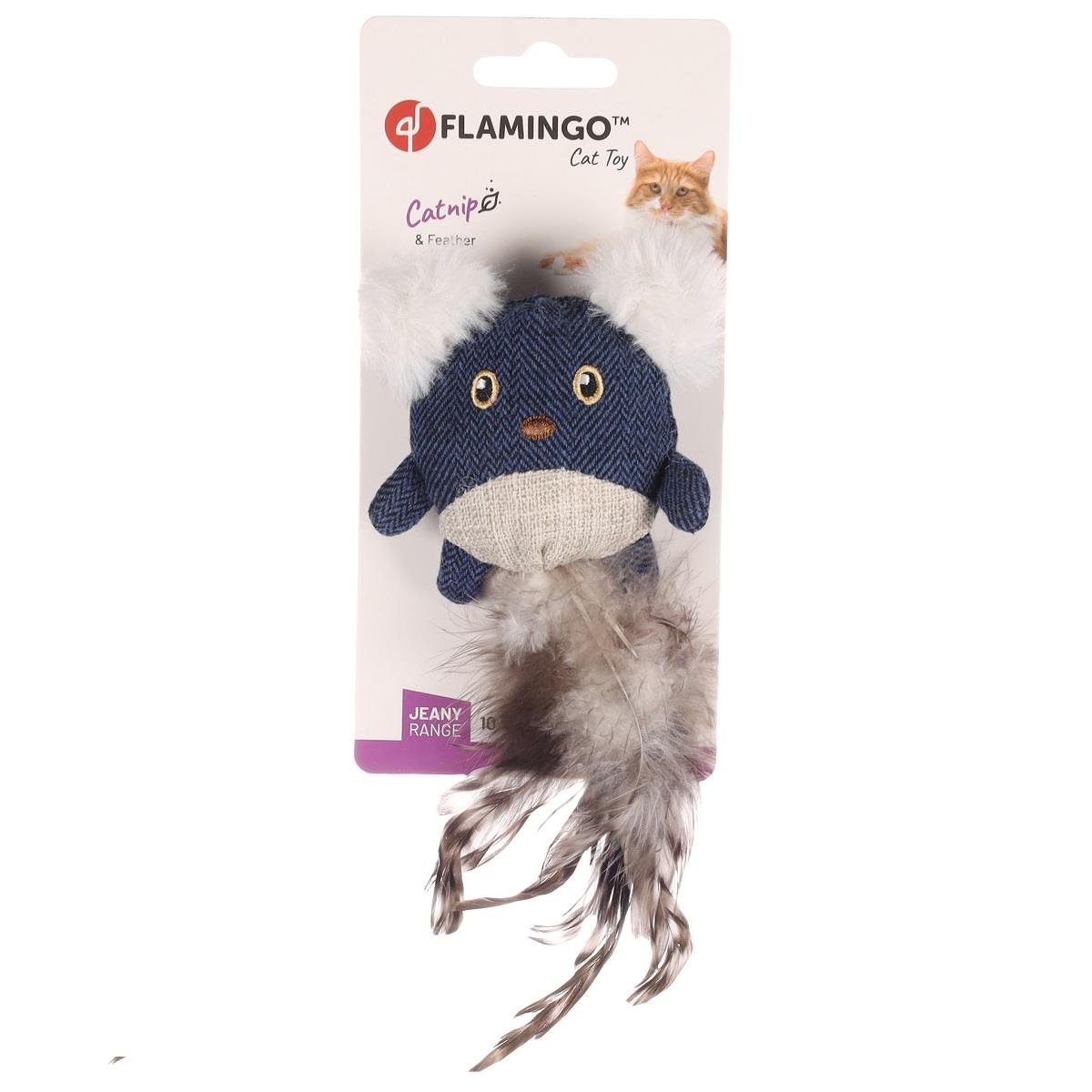 Flamingo Jeany Kot Desenli  Catnipli Mavi  Peluş Tüylü Oyuncak, Peluş Kedi Oyuncak, Flamingo